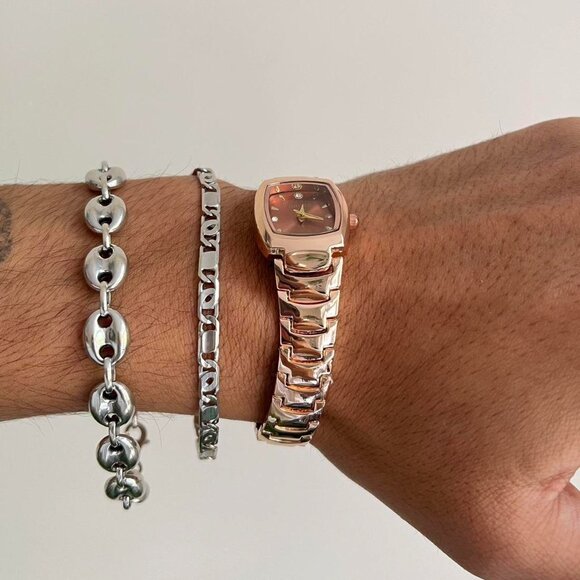 2000s vintage style square rust red stainless steel quartz oruss luxury watch - Picture 7 of 7